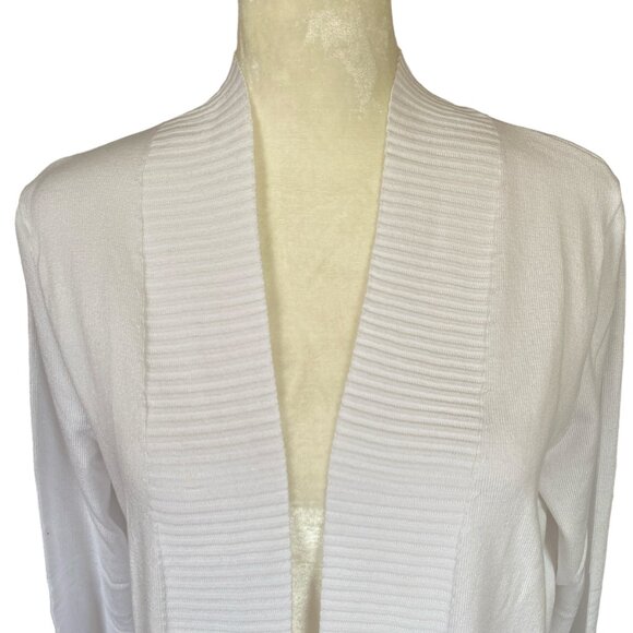 Folunsi women's medium white long sleeve stretchy open cardigan sweater - Picture 5 of 13